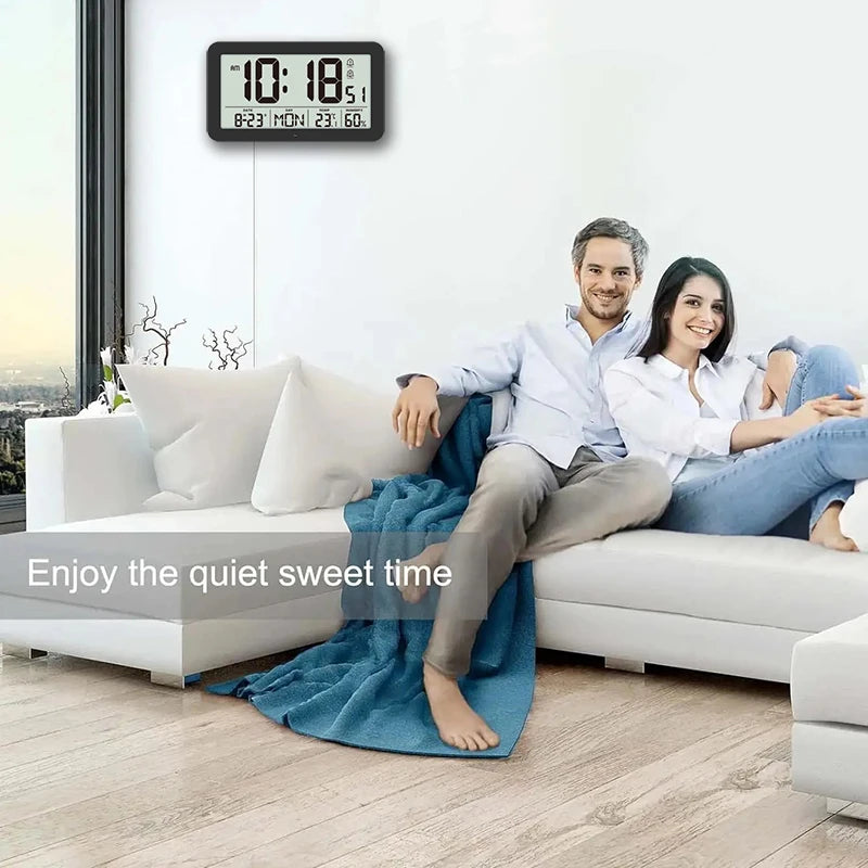 Large Digital Wall Clock with Temperature