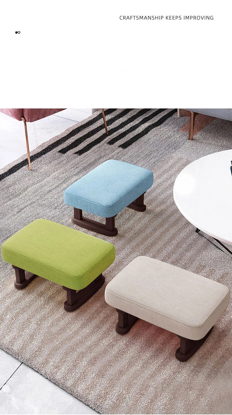 Solid Wood Shoe Changing Stool, Low Foot Rest