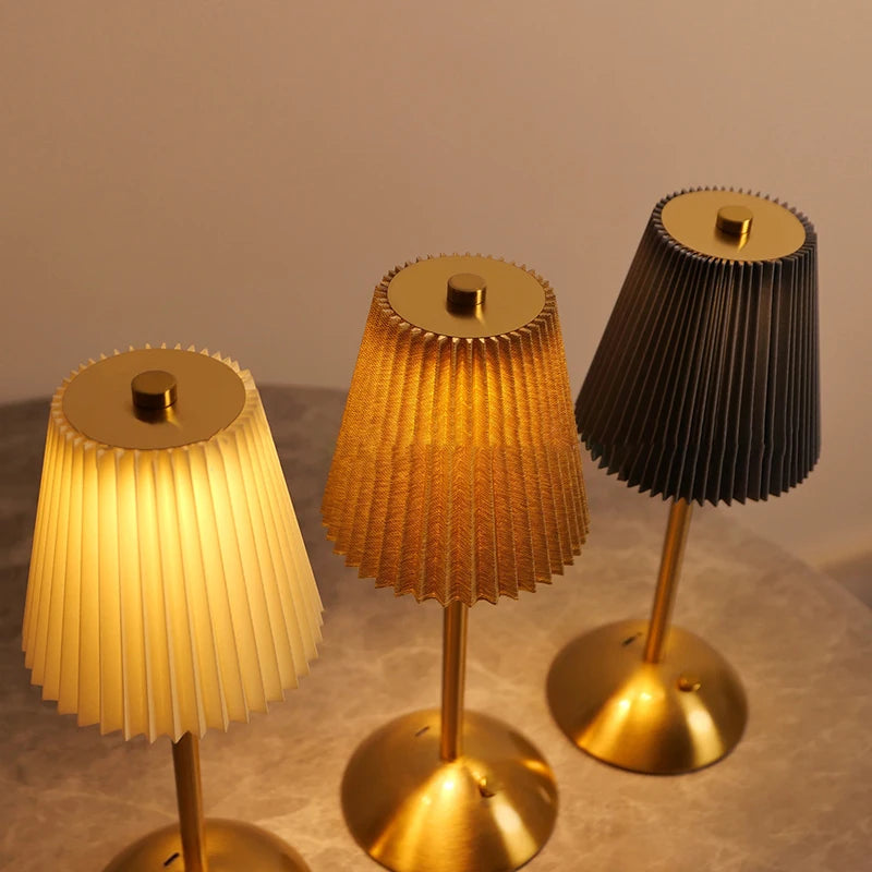 Cordless Pleated Nightstand Lamp