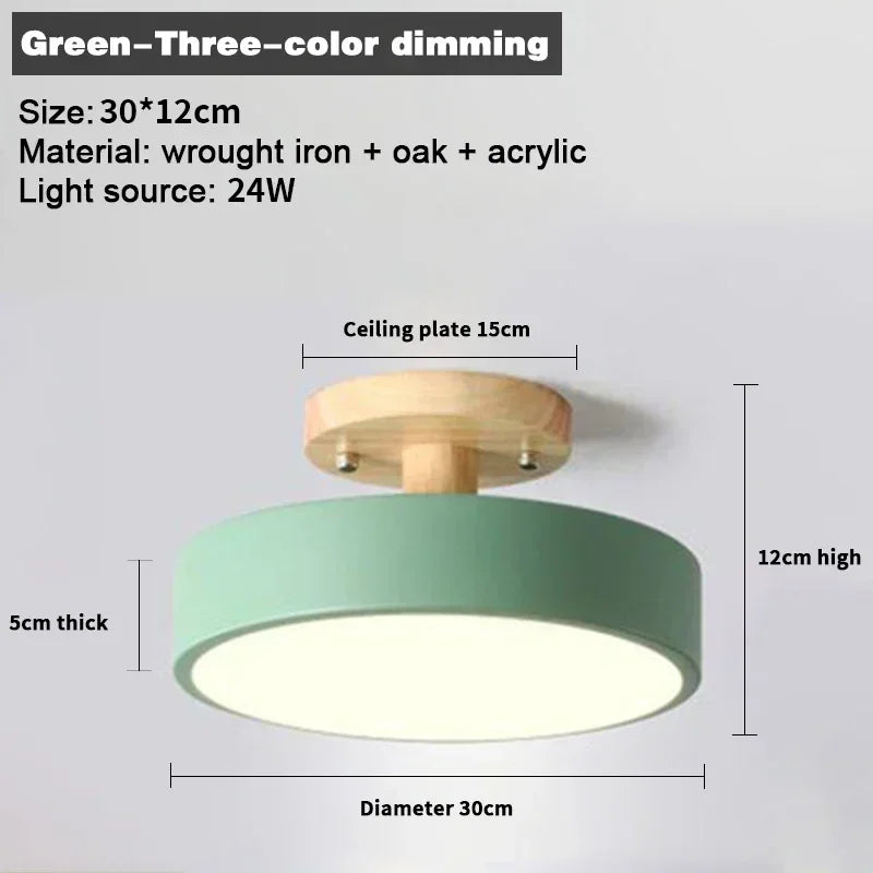 Nordic Entrance Hallway Ceiling Lamps Balcony Wood Round Cloakroom