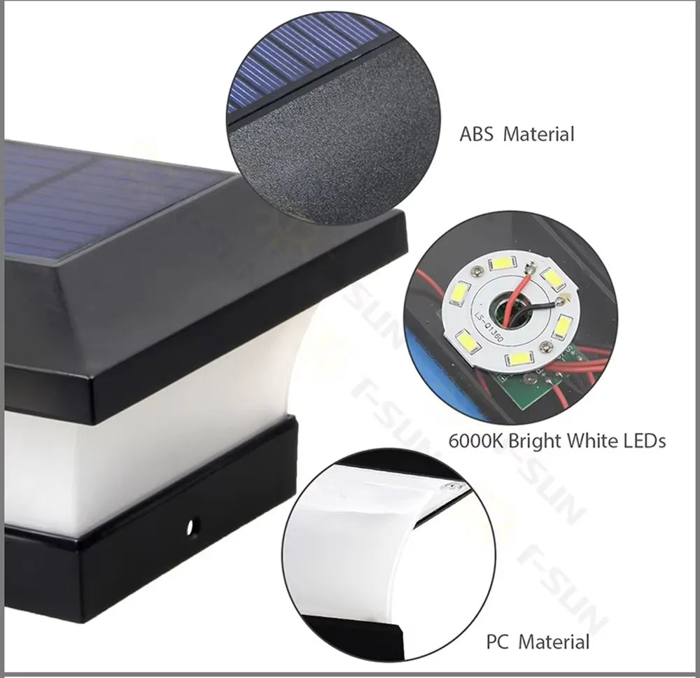 1-4pcs Solar Light Outdoor LED Post Deck Cap Fence Landscape Lamp