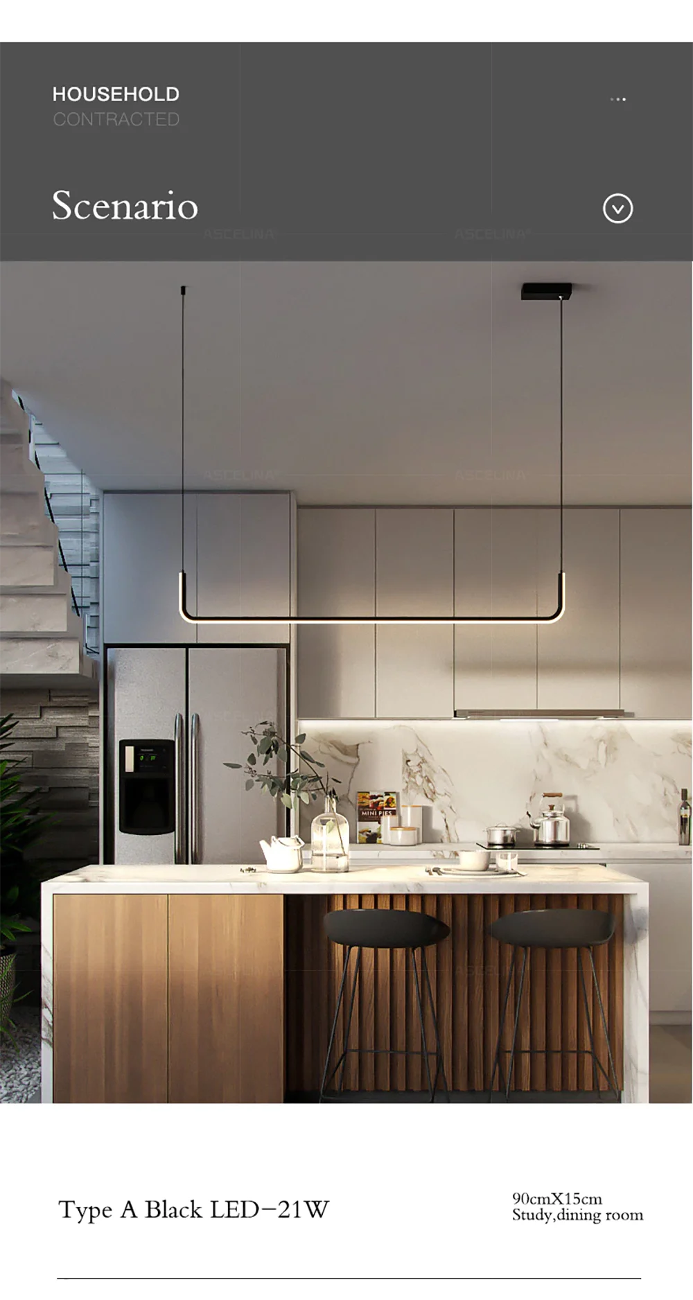 Gold Linear Strip Pendant Light