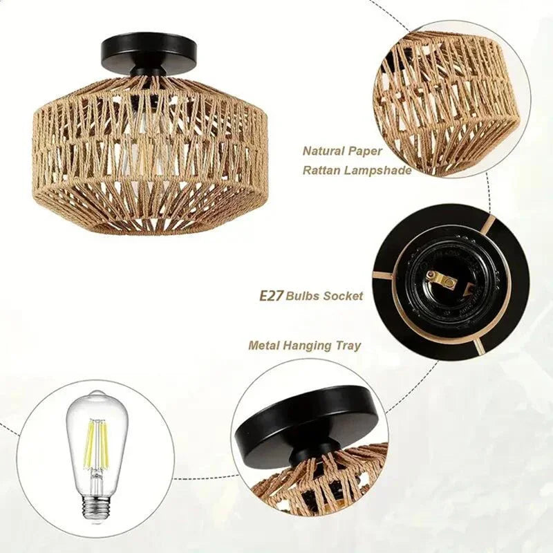 Natural Bamboo Rattan Ceiling Pendant