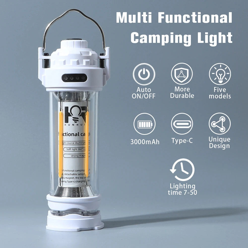 DOTWISE 3000mAH Camping Portable Retro Lantern Camping Lighthouse Tent