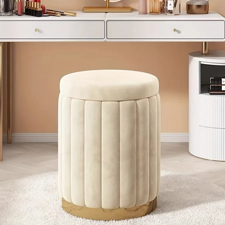 Round Storage Stool with Lift Top