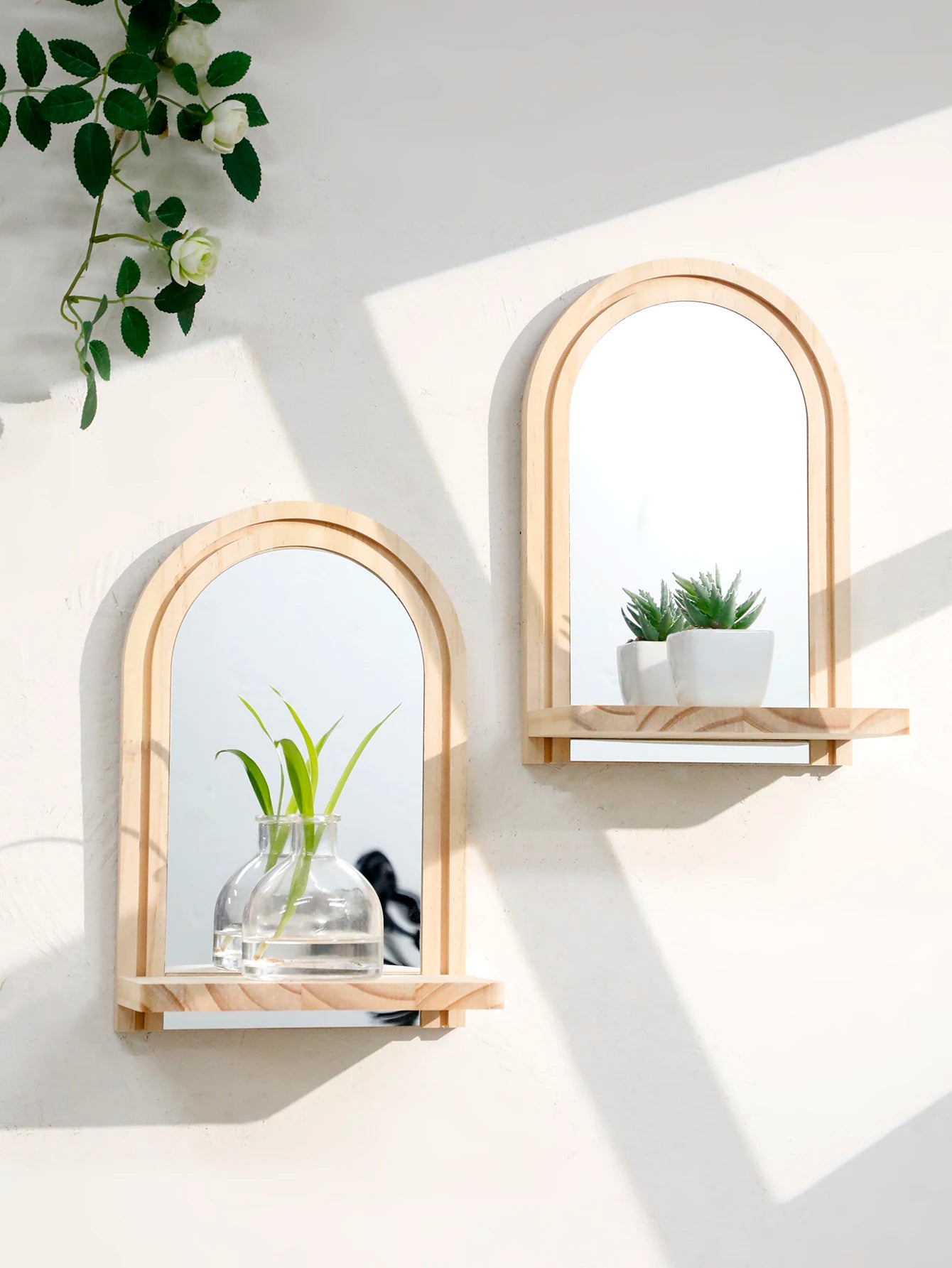Boho Geometric Wooden Wall Shelf