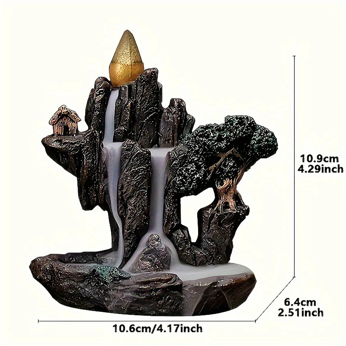 Mountain River Waterfall Backflow Incense Burner with 60 Cones