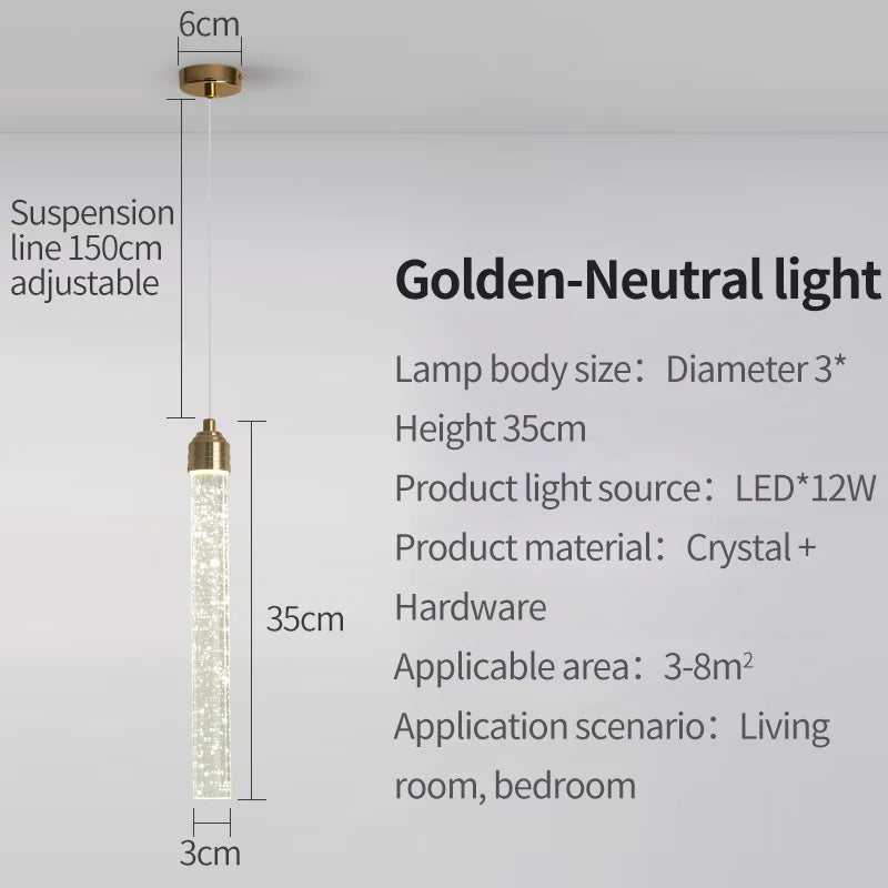Luxury Gold Crystal Pendant Light