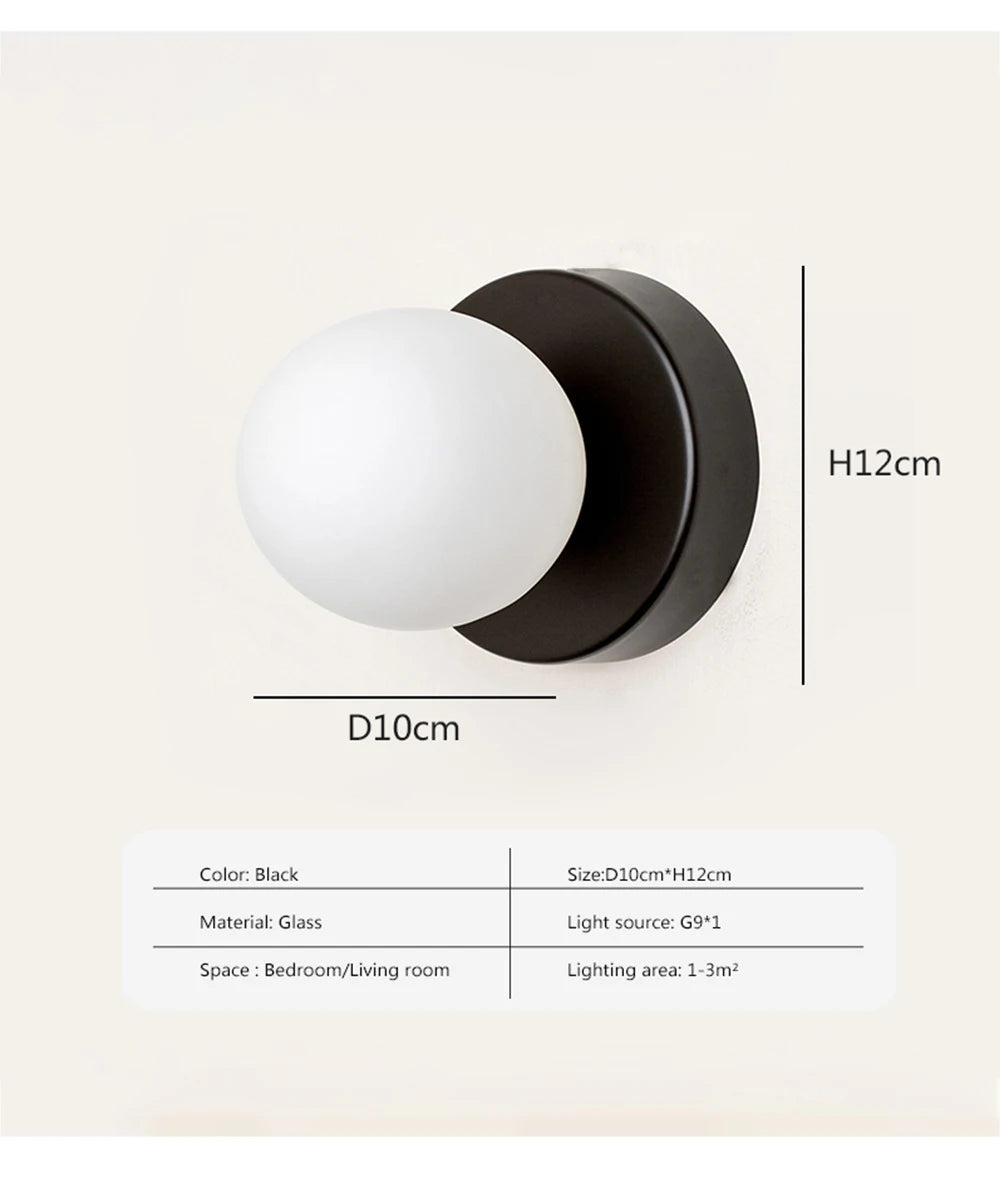 Nordic LED Glass Wall Lamp Minimalist G9 Base Orb Sconce