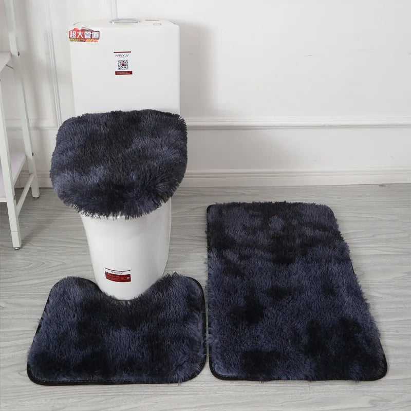 Toilet Seat Cover 3Pcs Set Bath Mat Shower Room Floor Rug