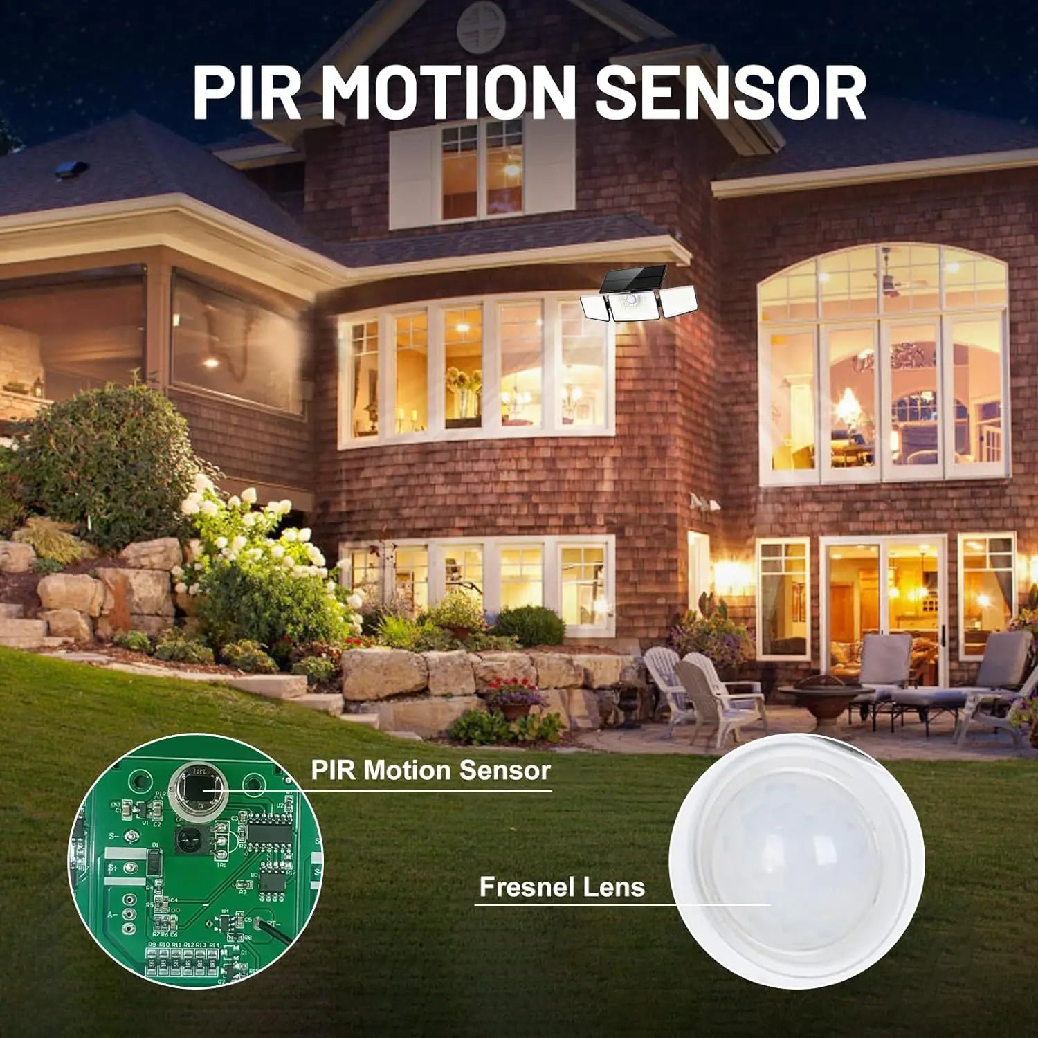Solar Motion Sensor 3-Head Light