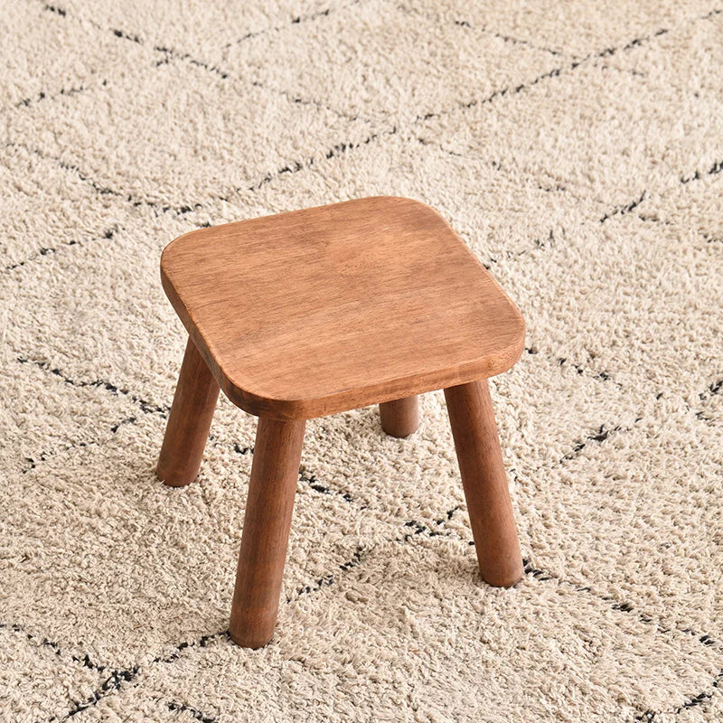 Solid Wood Shoe Changing Stool, Walnut Finish