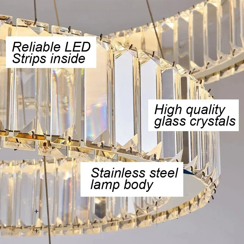 Modern Gold Luxury Crystal LED indoor Chandelier Bedroom Living Room