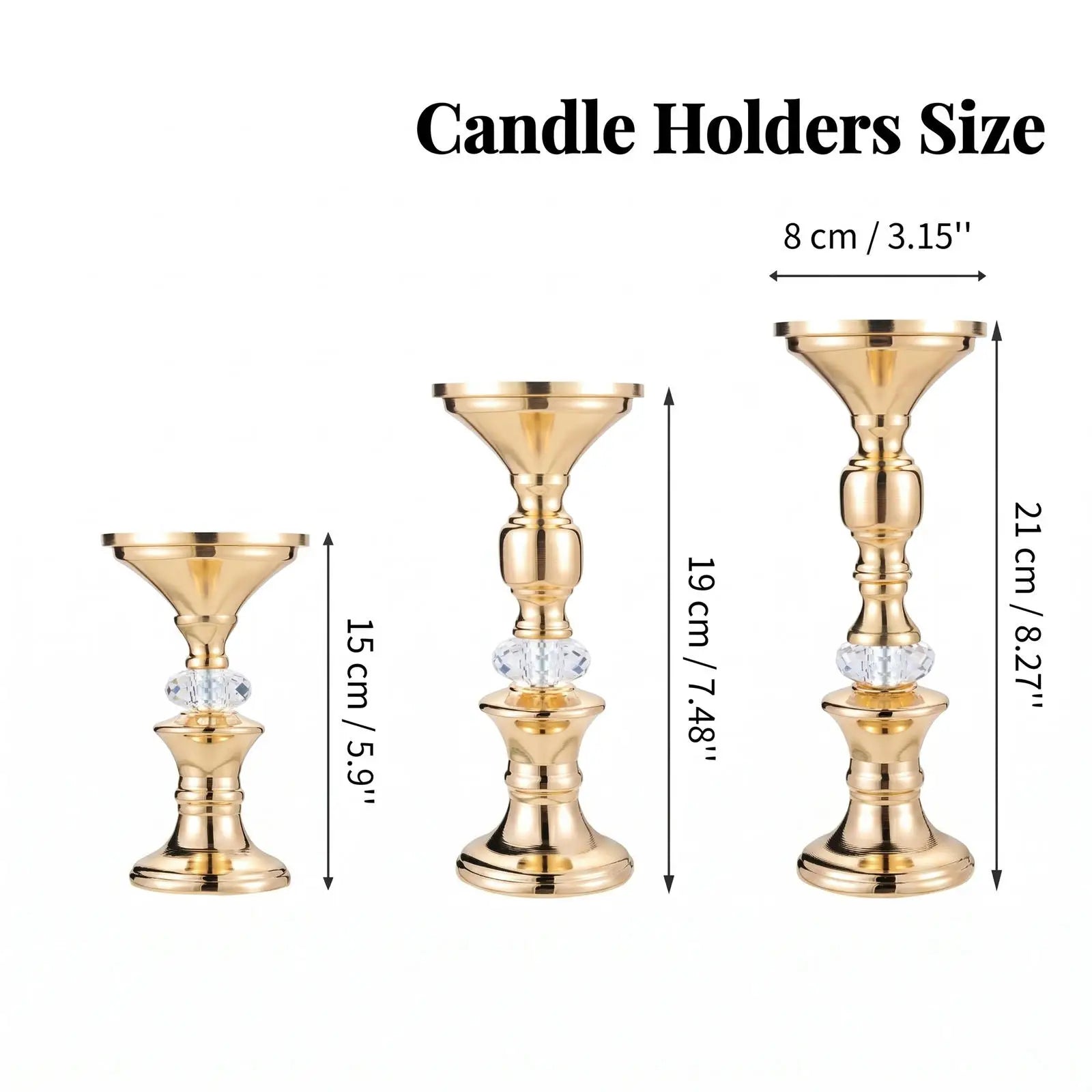 Gold Metal Pillar Candlestick Holders Vintage Pillar Candle Holders
