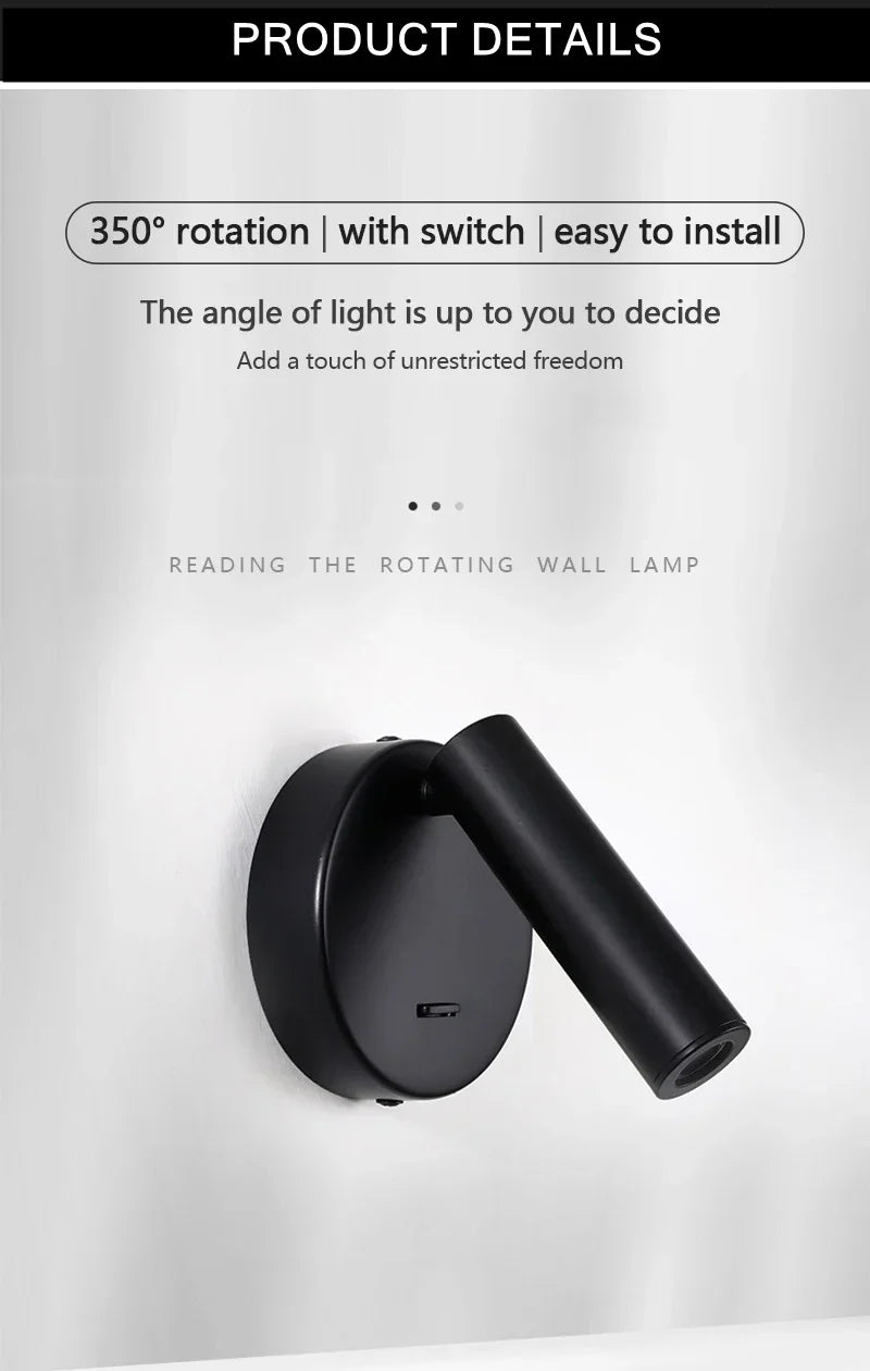 Modern LED Wall lights Rotatable Adjustable Reading Lights Bedroom