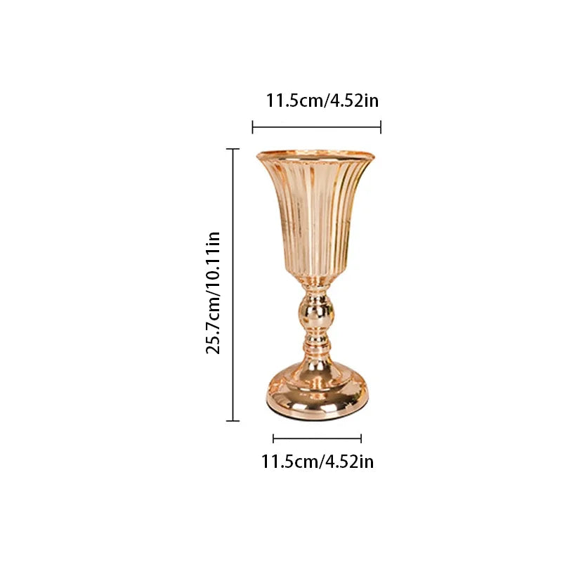 Gold Metal Trumpet Centerpiece Vase