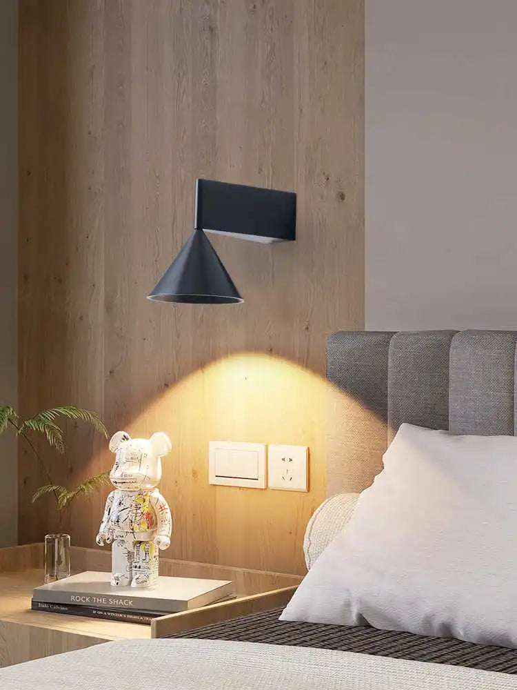 Minimalist Aluminum Cone Bedside Wall Lamp
