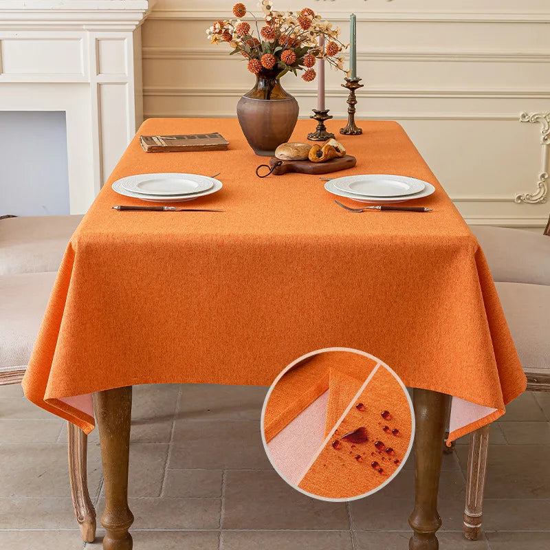 Cotton and Linen Three-proof Tablecloth Waterproof and Dustproof Solid