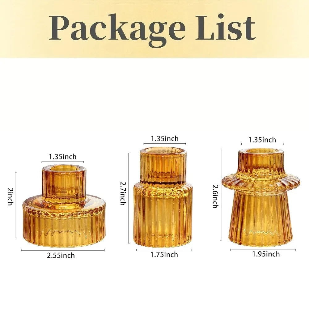 Ribbed Glass Taper Candle Holders