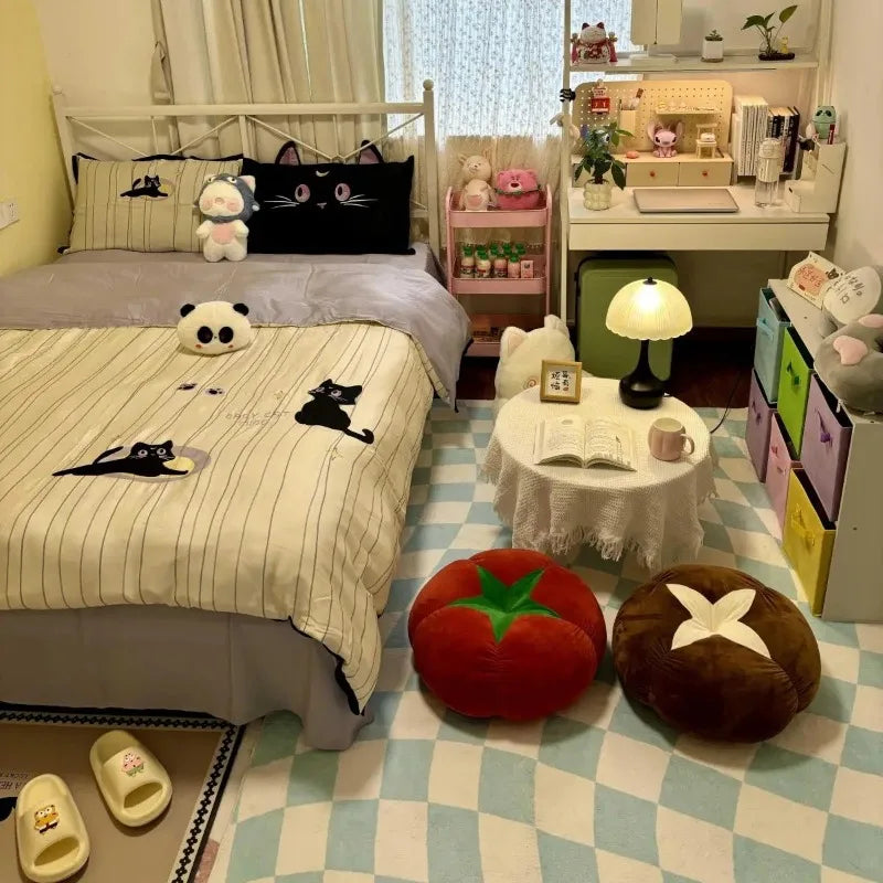 ins cute soft cute mushroom tomato futon cushion bed cushion doll throw