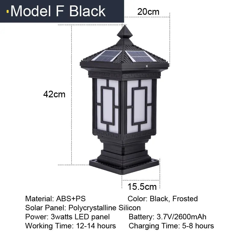 Solar LED Light Outdoor Garden Decoration Column Lamp Waterproof Street