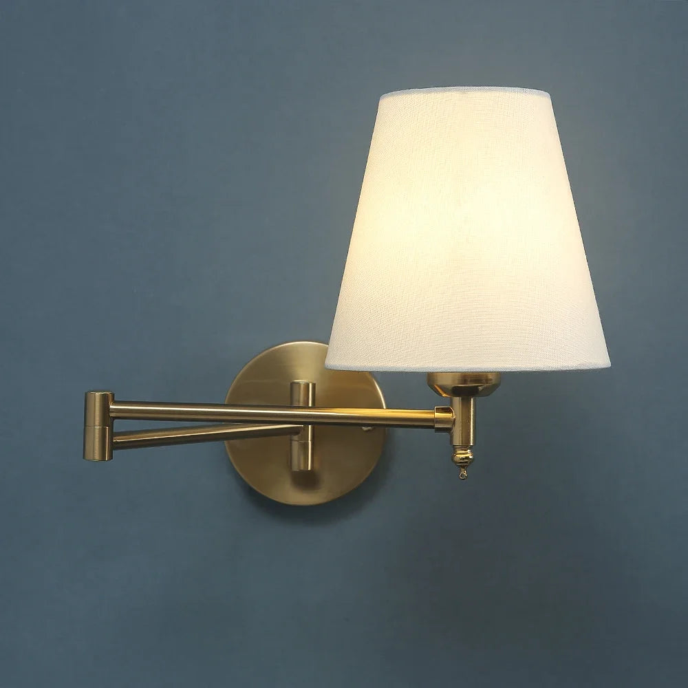 Folding Swing Arm Fabric Wall Lamp