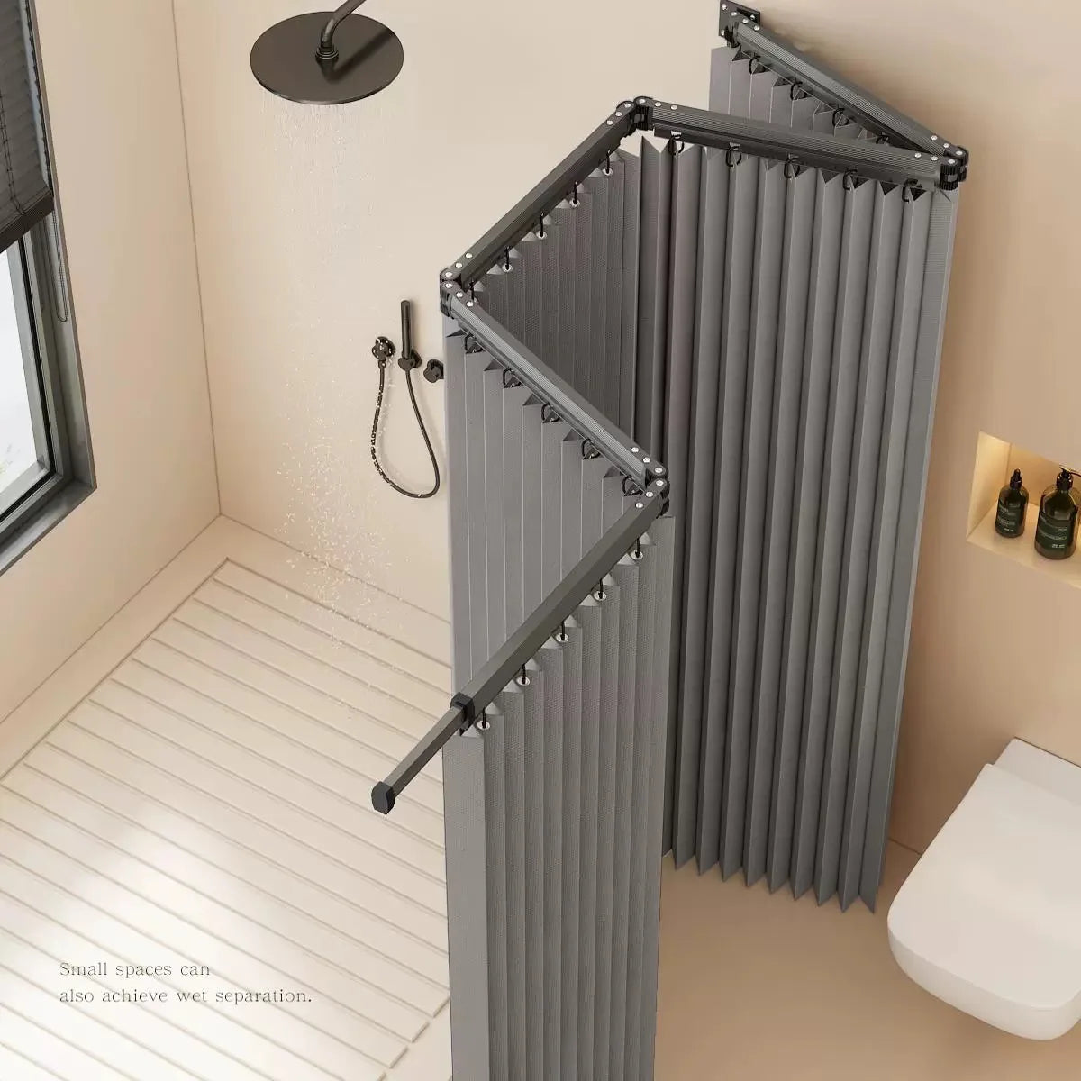 Foldable Shower Curtain Rod Set