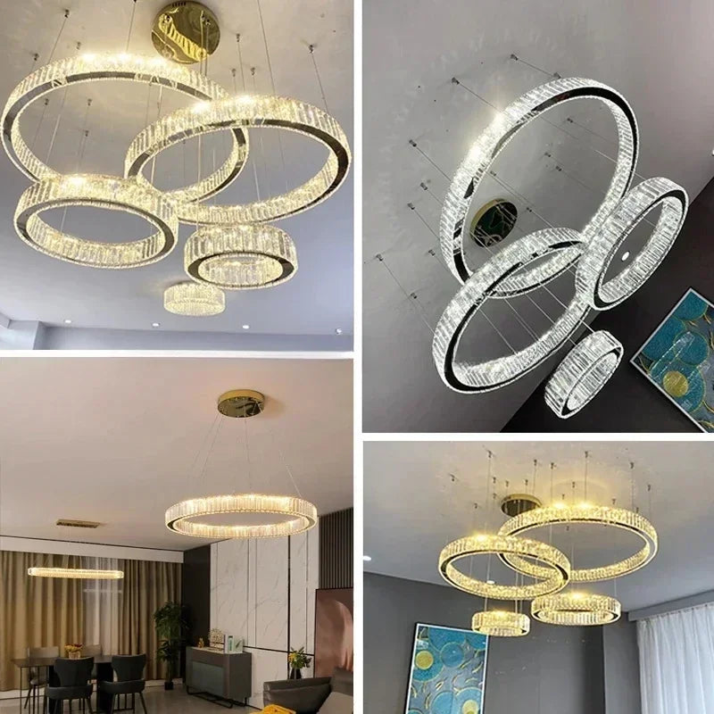 Modern Gold Luxury Crystal LED indoor Chandelier Bedroom Living Room