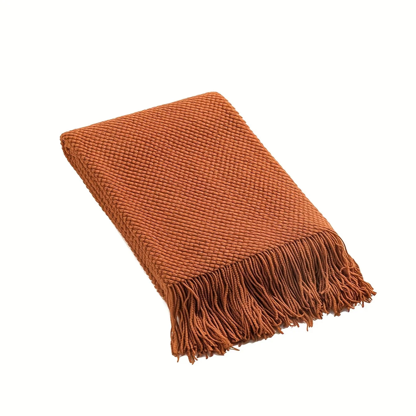 Tasseled Knit Throw Blanket