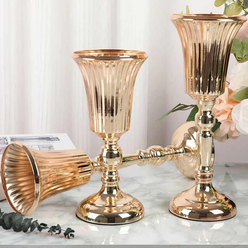Gold Metal Trumpet Centerpiece Vase