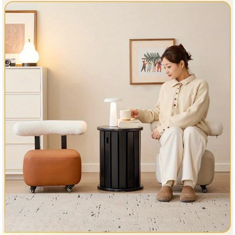 Solid Wood Shoe Changing Stool with Backrest