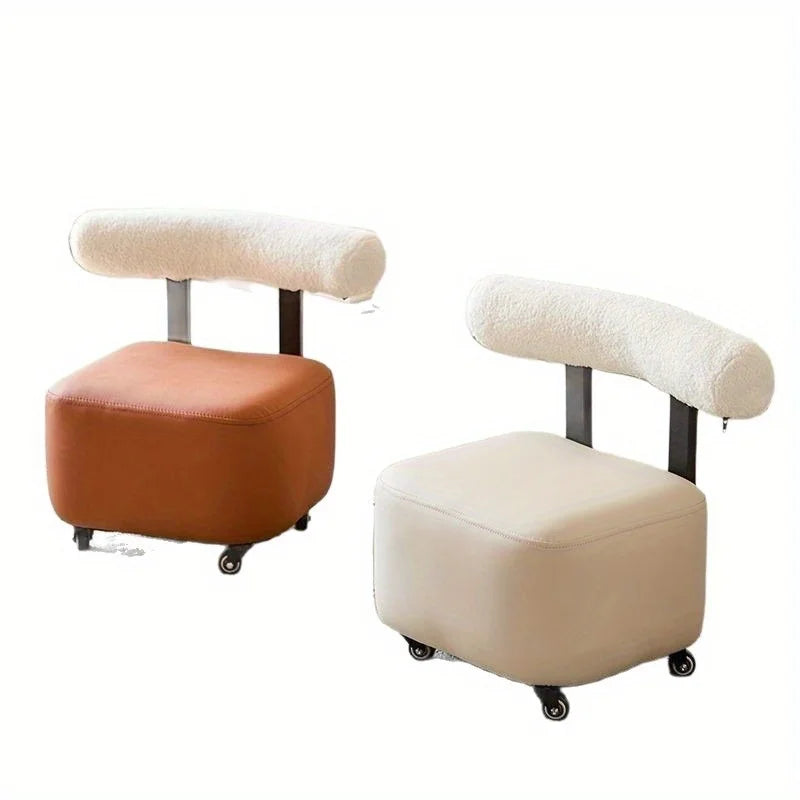 Solid Wood Shoe Changing Stool with Backrest