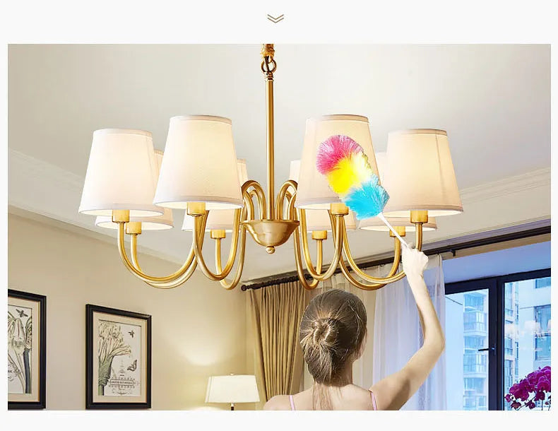 Copper and Fabric Retro Chandelier