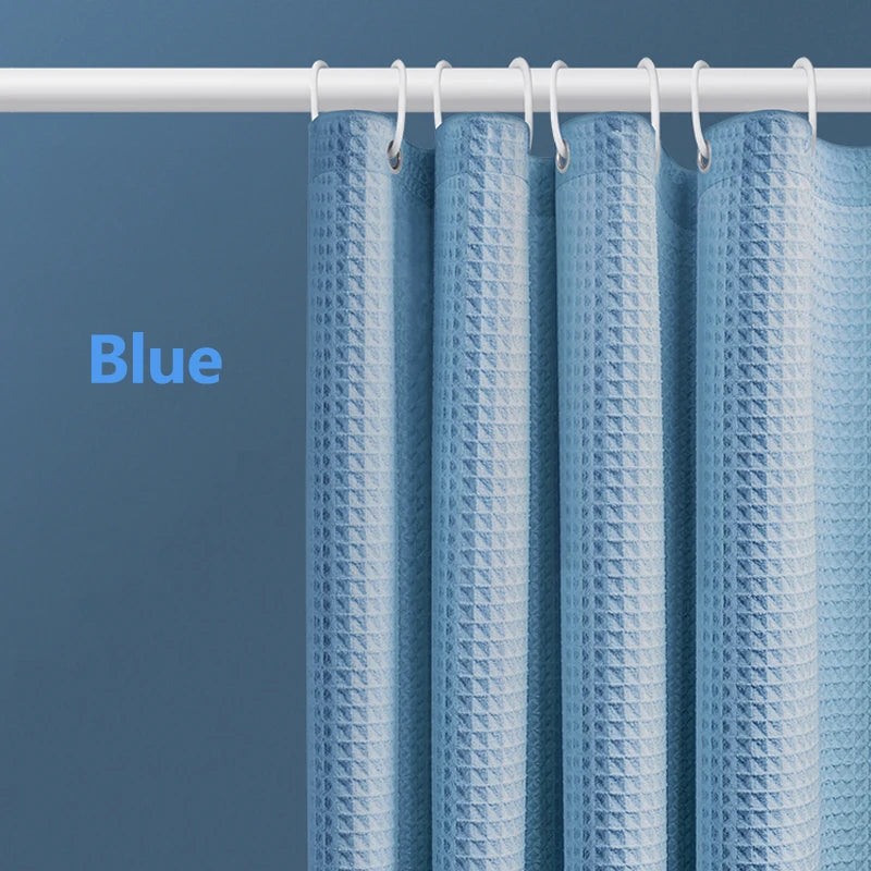 Thickened Waffle Solid Color Shower Curtain, Non-porous Double-sided