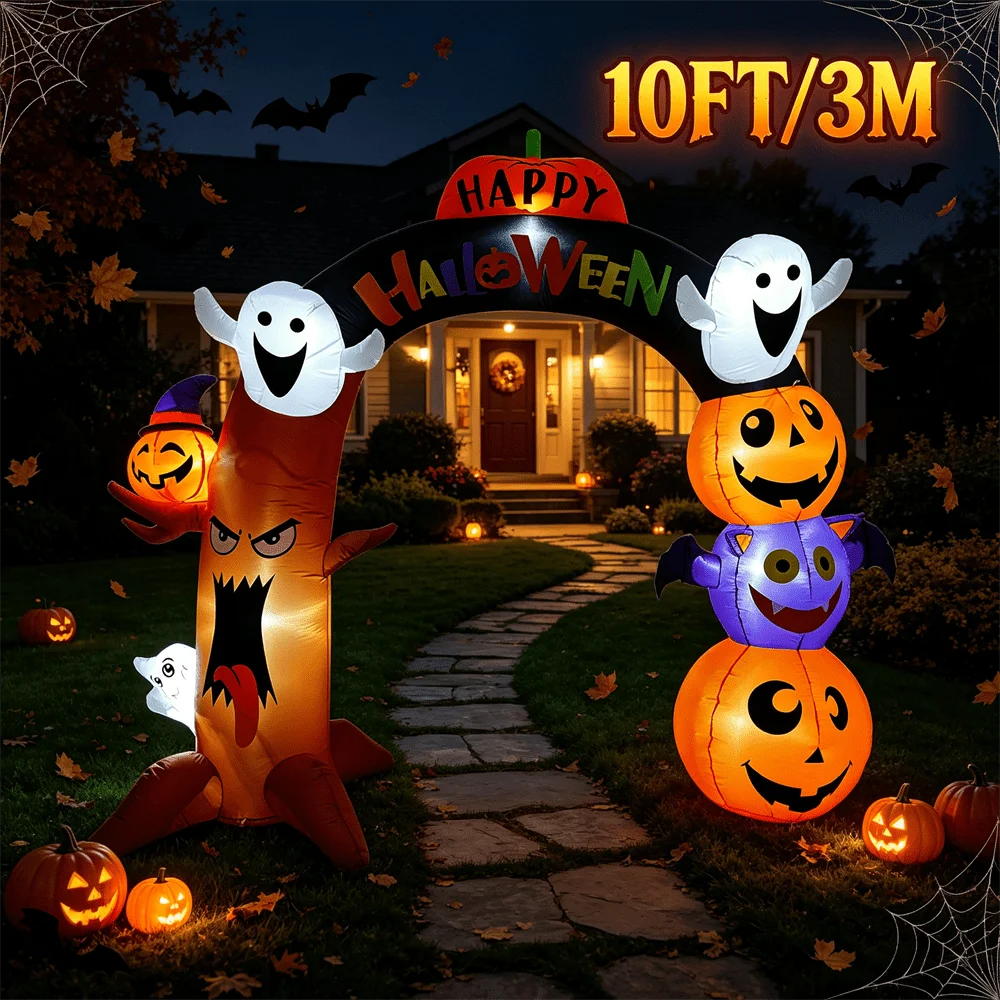 10 ft Inflatable Halloween Archway with LED