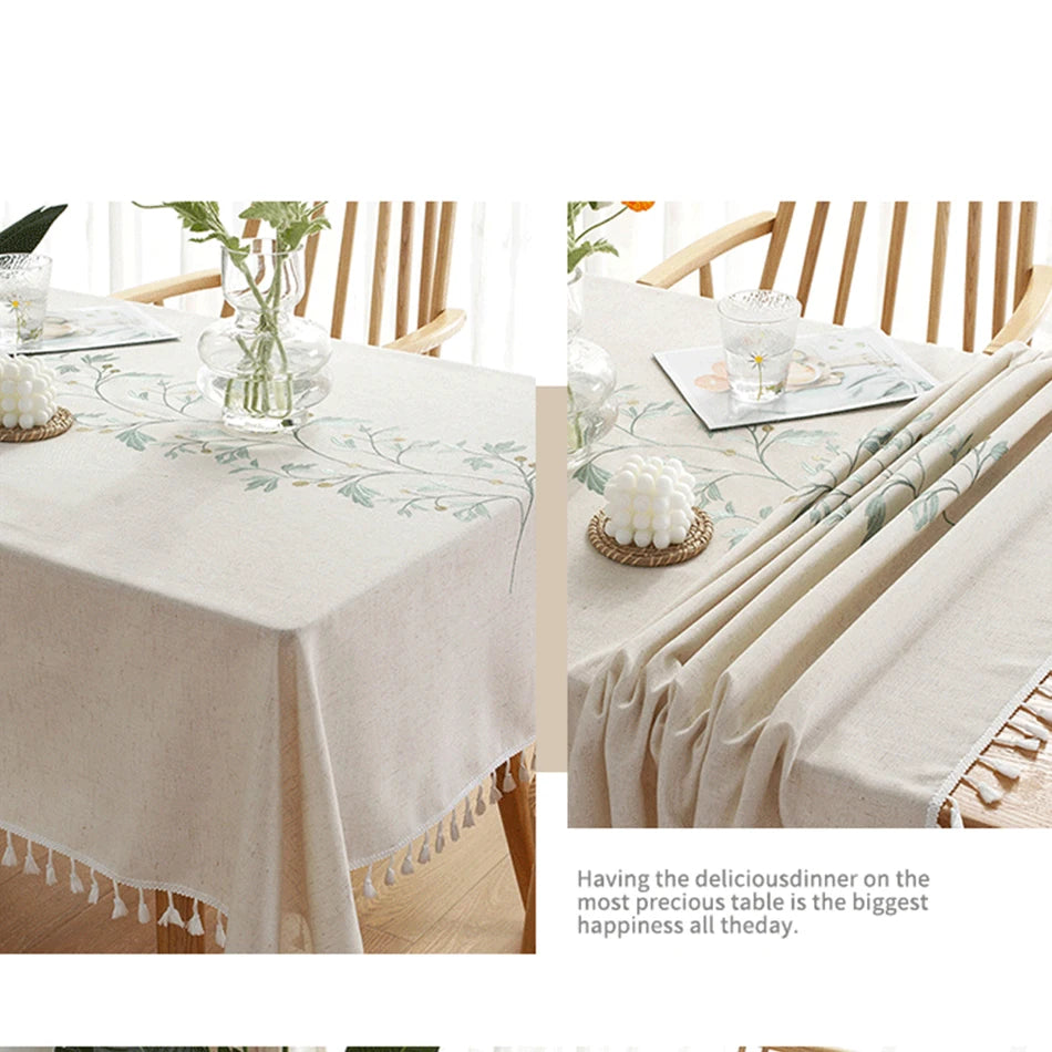 Nordic Style Tassels Cotton Linen Tablecloth,Modern Simplicity