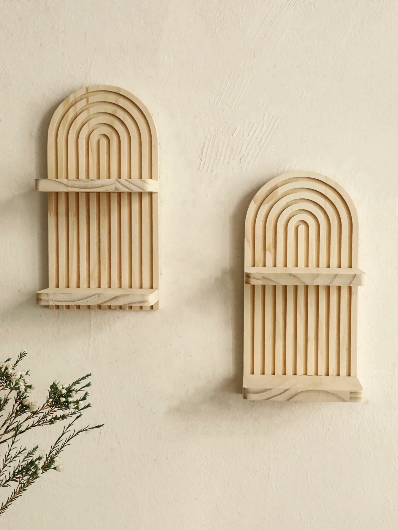 Boho Geometric Wooden Wall Shelf