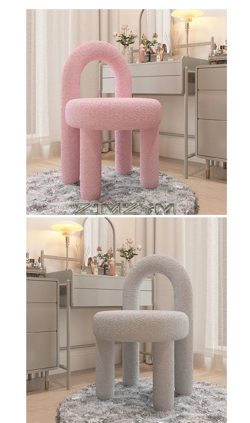 Round Velvet Vanity Stool Footrest