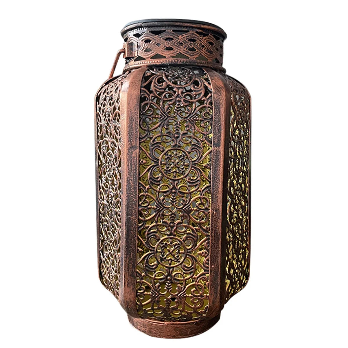 Retro Iron Solar Hanging Lantern with LED Light