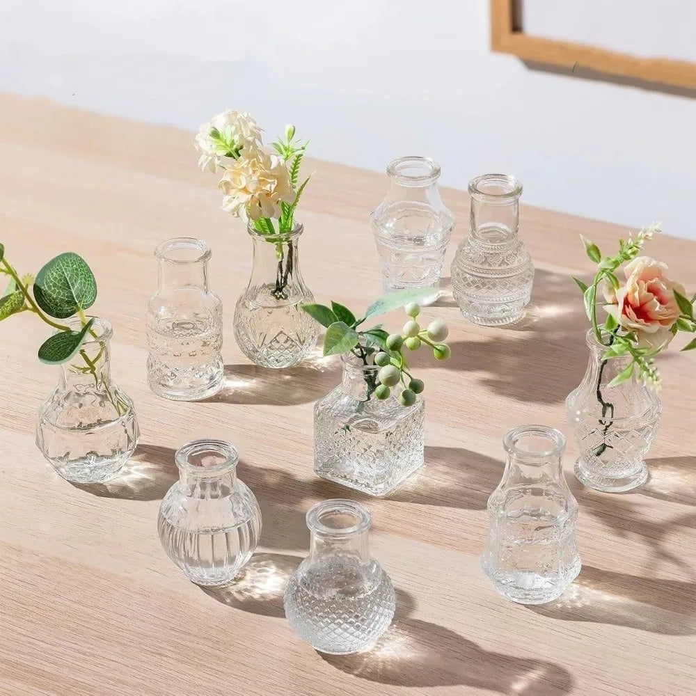 Mini Glass Bud Vase Set of 10