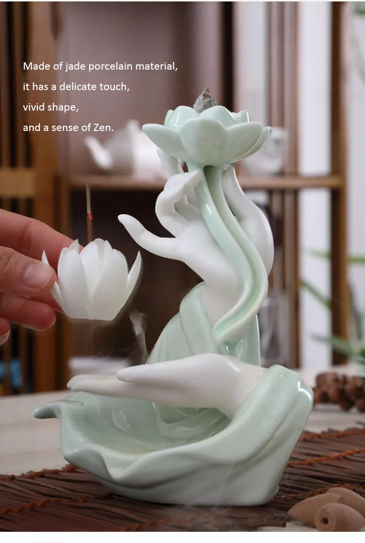 Buddha Hand Lotus Backflow Incense Stand