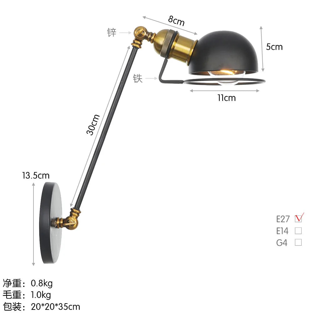 Modern Simple Adjustable Interior Led Wall Lamp White Black for Bedside