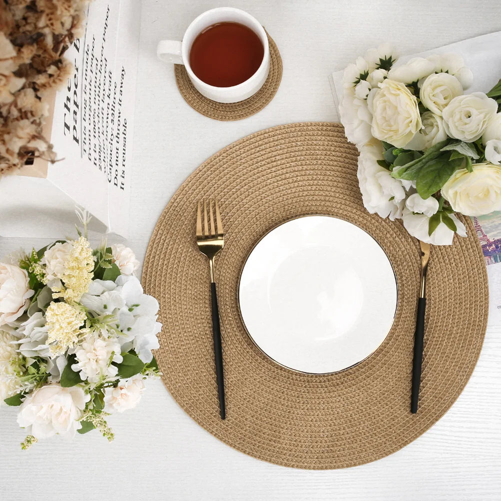 Braided Round Placemat and Coaster Set