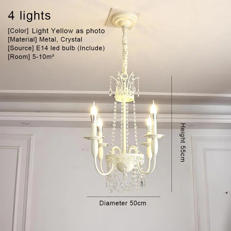Modern 6-Light Crystal Chandelier LED Ceiling Light with E14 Bulb Base