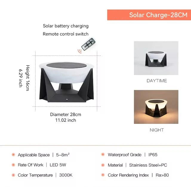 Solar Post Light Outdoor Column Pillar Light 3000K IP65 Garden