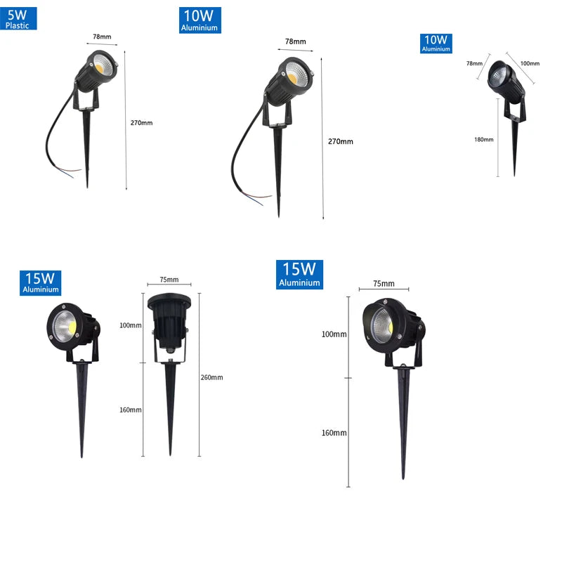 LED Garden Lawn Spike Light Set