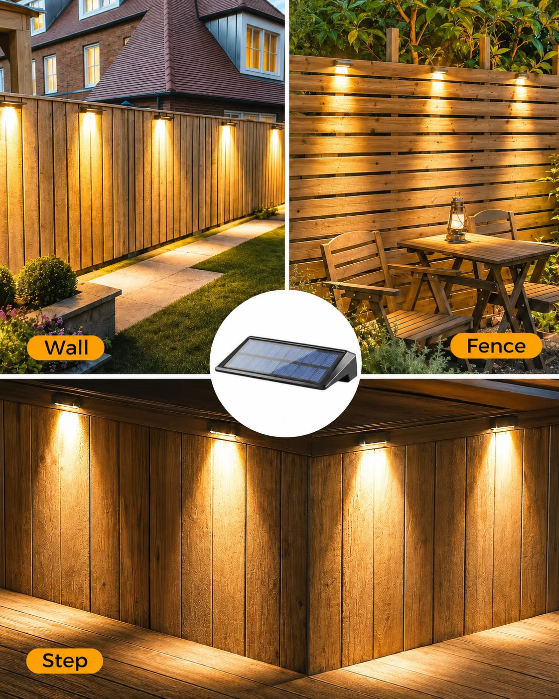 Solar LED Fence Lights 2 Pack