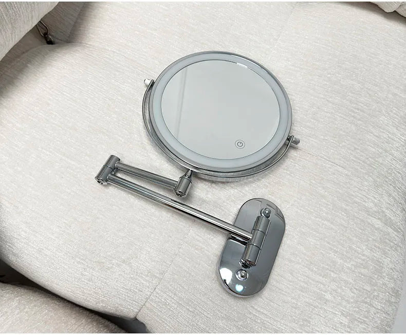 Wall Mounted Folding Makeup Mirror, Double Sided with Fill Light