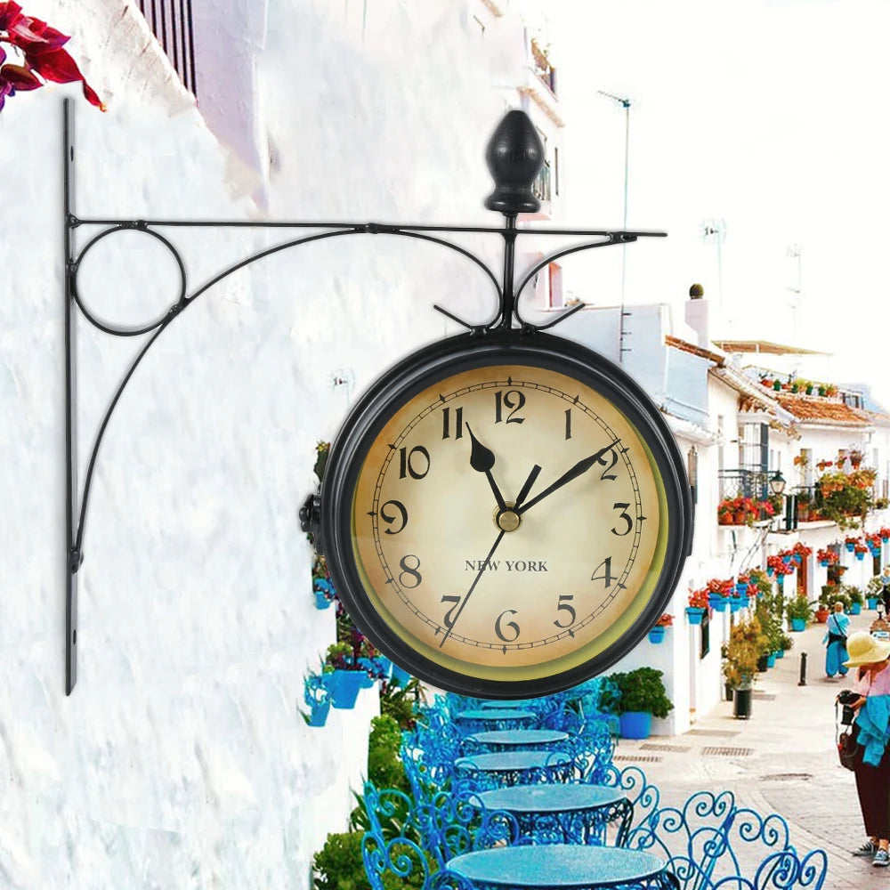 Retro Double Sided Station Clock