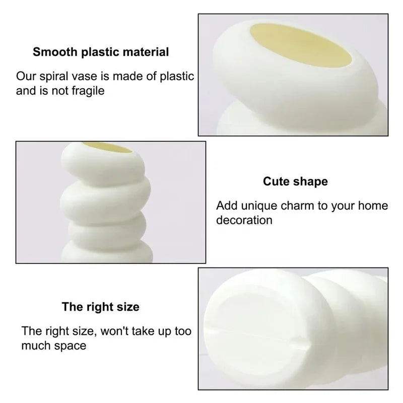 Plastic Spiral White Vase Nordic Creative Flower Arrangement Container